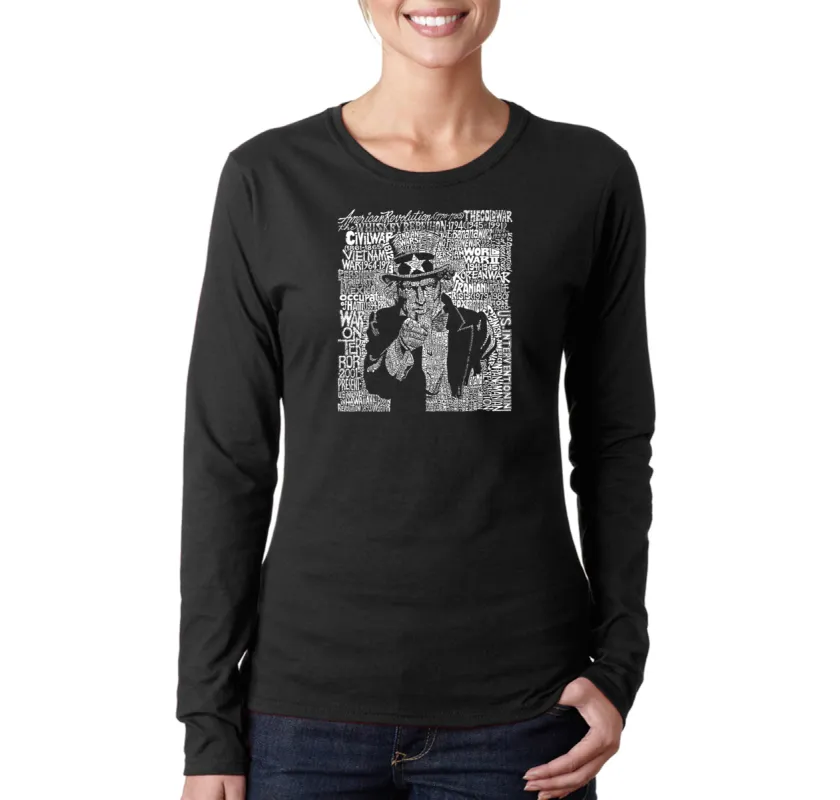 UNCLE SAM - Women's Word Art Long Sleeve T-Shirt sold by LA Pop Art
