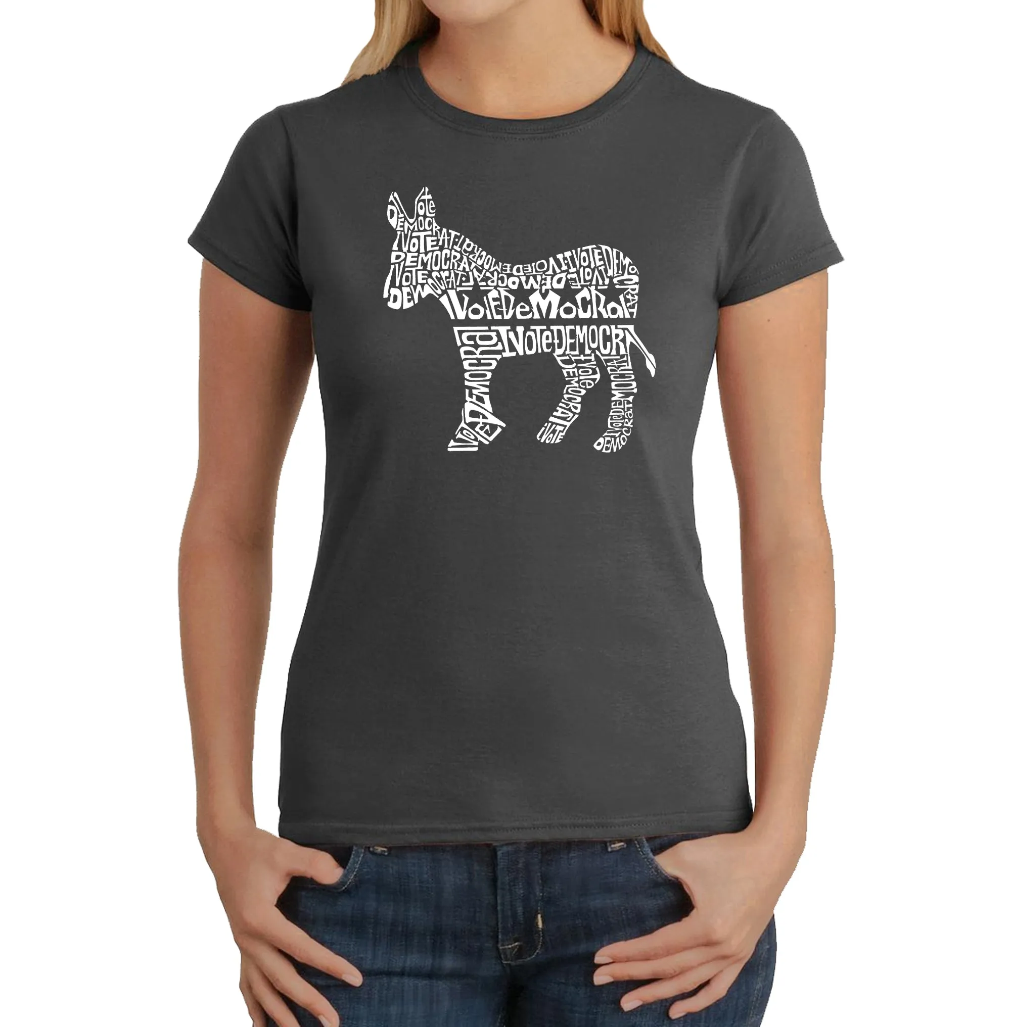 I Vote Democrat - Women's Word Art T-Shirt sold by LA Pop Art product image thumbnail 4