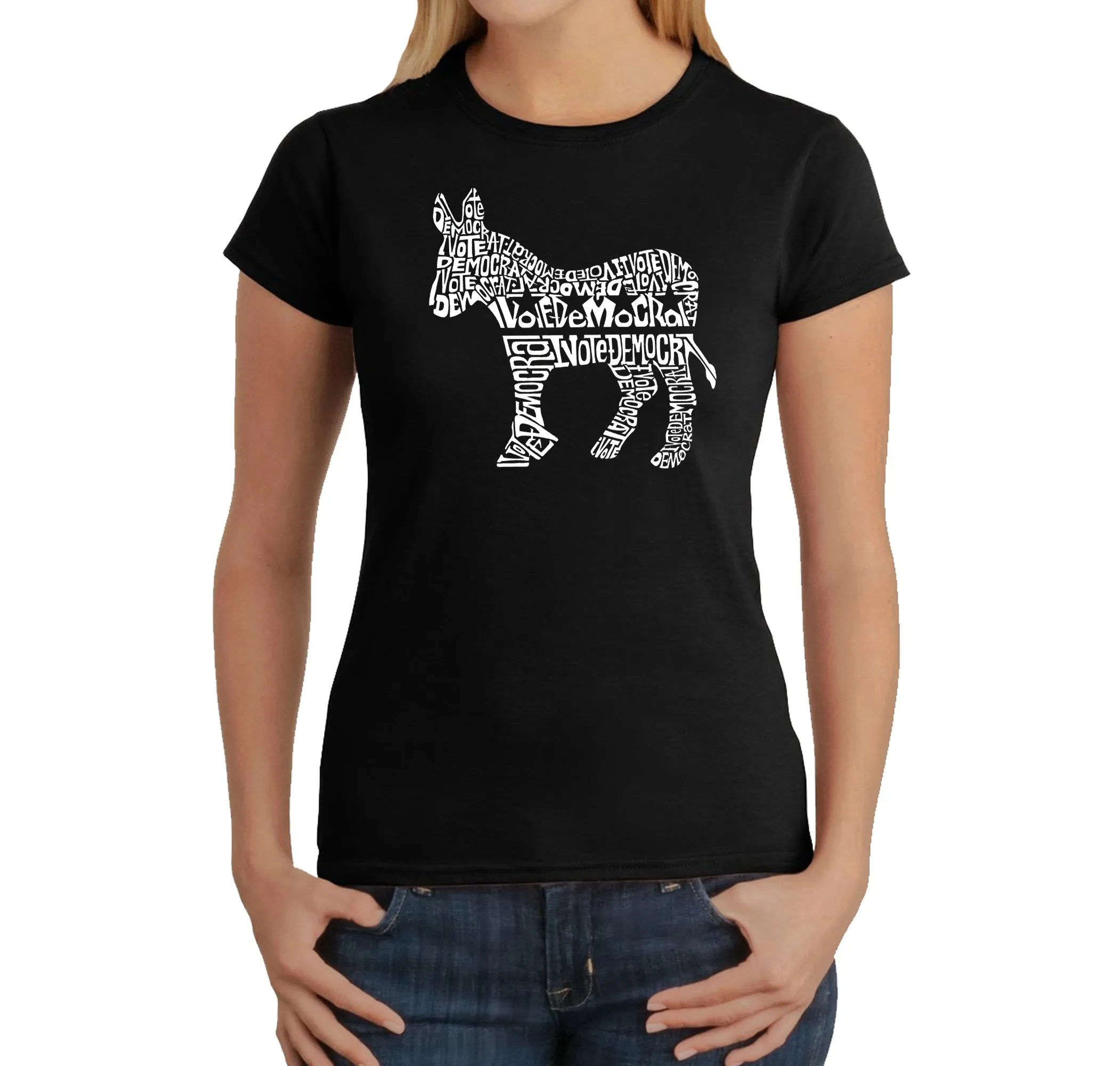 I Vote Democrat - Women's Word Art T-Shirt sold by LA Pop Art