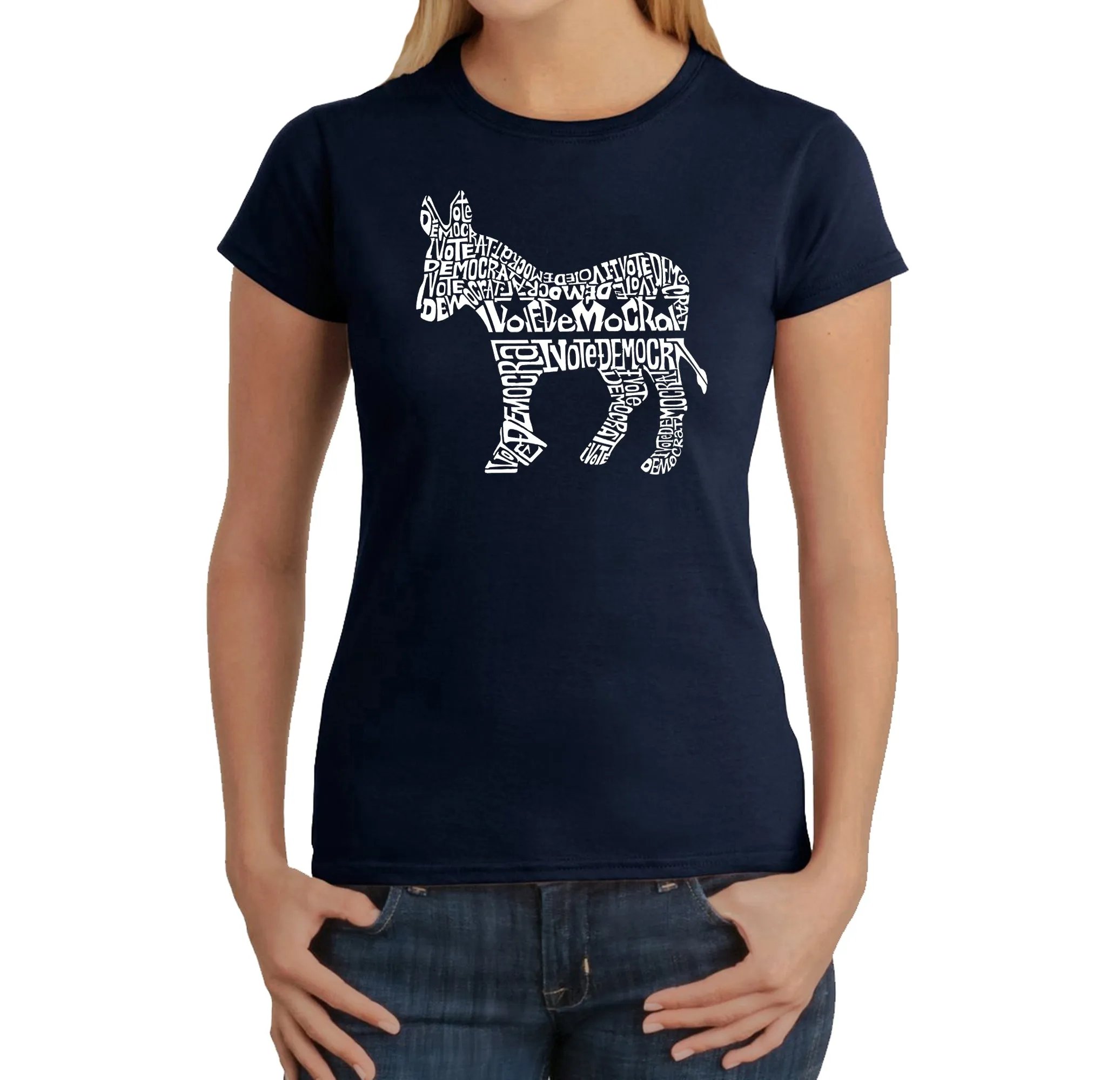 I Vote Democrat - Women's Word Art T-Shirt sold by LA Pop Art product image thumbnail 3
