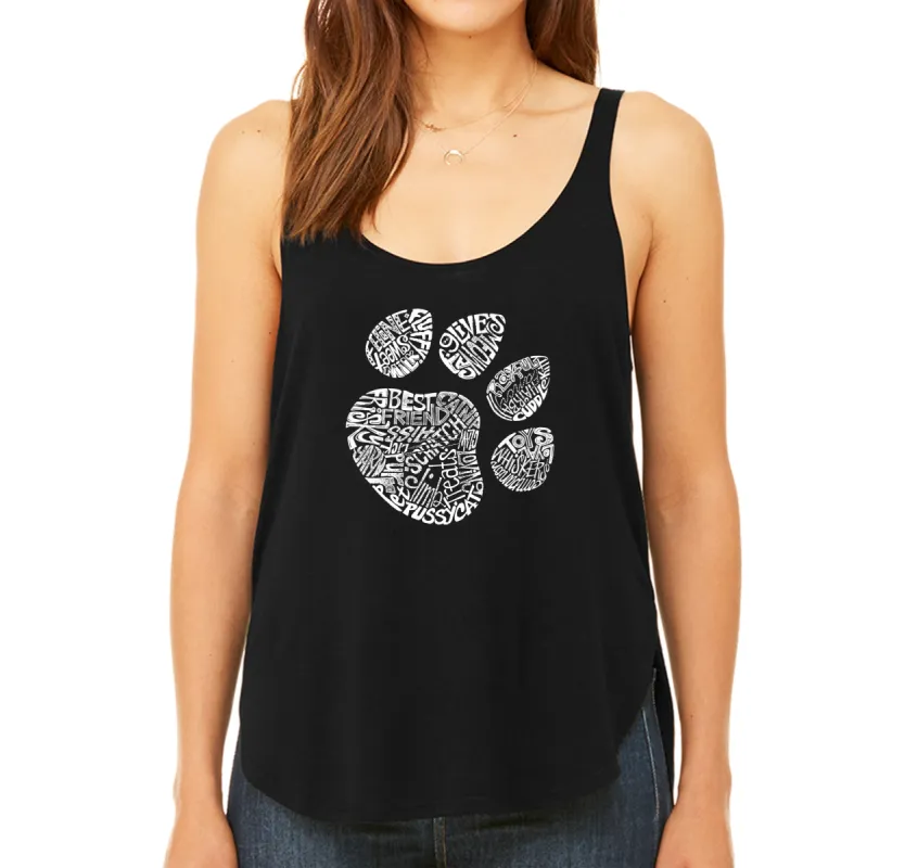 Cat Paw -  Women's Premium Word Art Flowy Tank Top sold by LA Pop Art