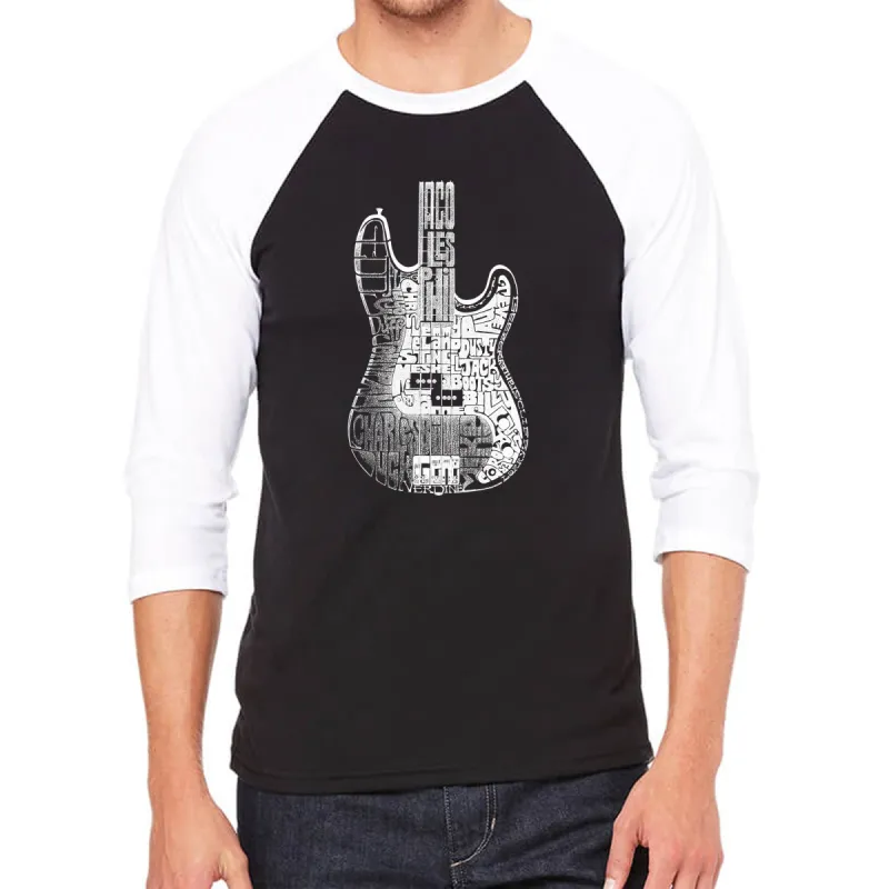 Bass Guitar  - Men's Raglan Baseball Word Art T-Shirt sold by LA Pop Art