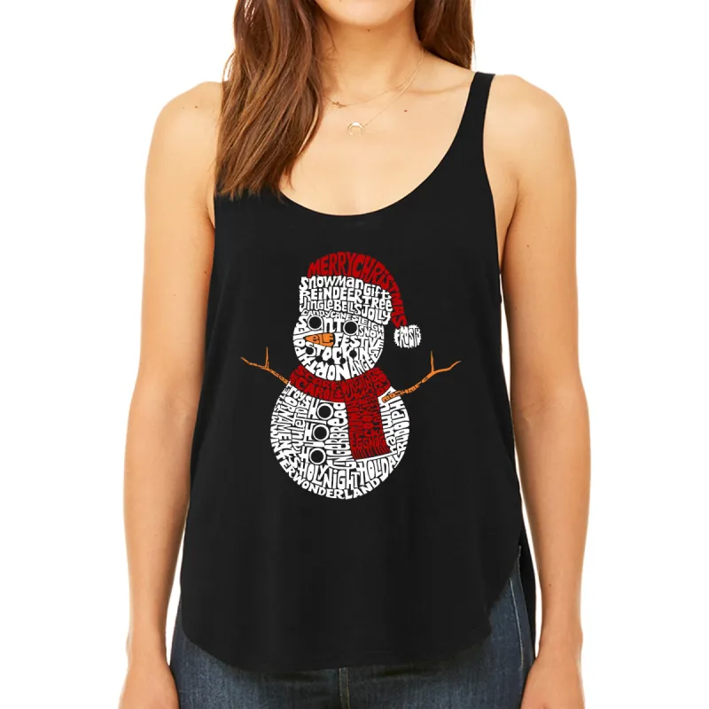 Christmas Snowman - Women's Premium Word Art Flowy Tank Top sold by LA Pop Art