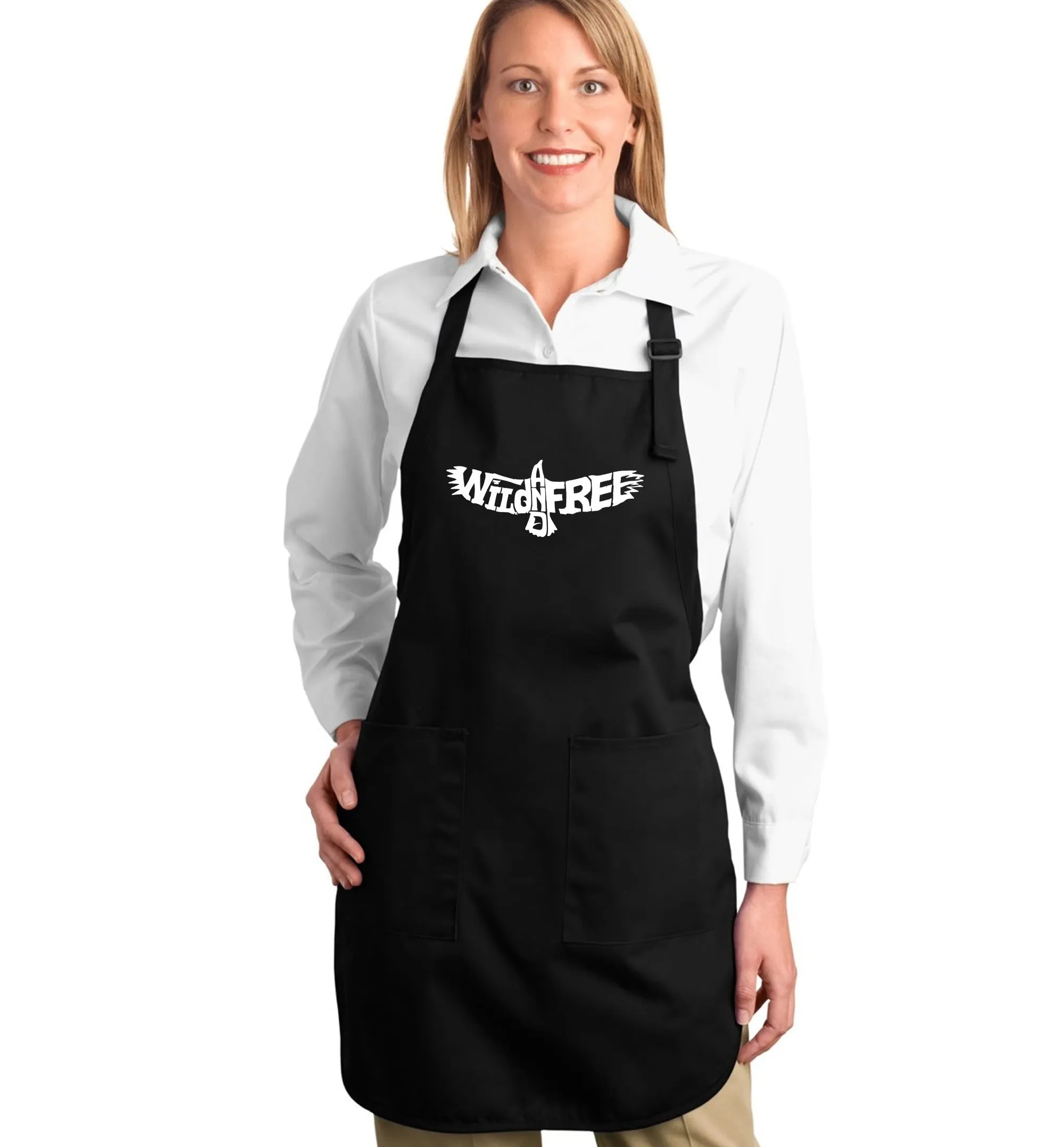 Wild and Free Eagle - Full Length Word Art Apron sold by LA Pop Art