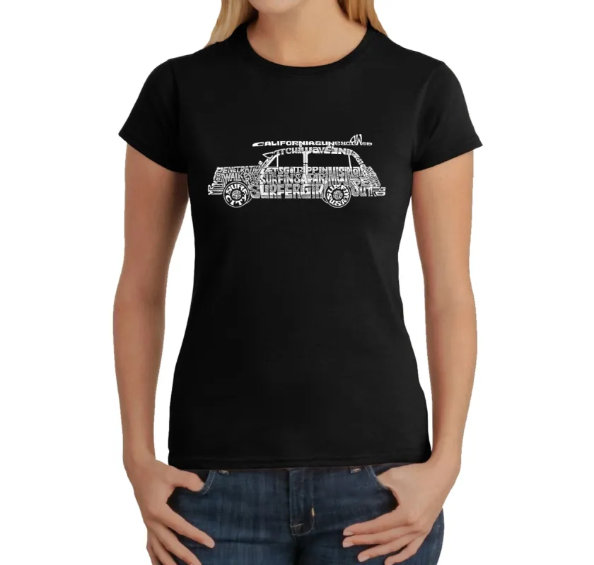 Classic Surf Songs Woody - Women's Word Art T-Shirt sold by LA Pop Art