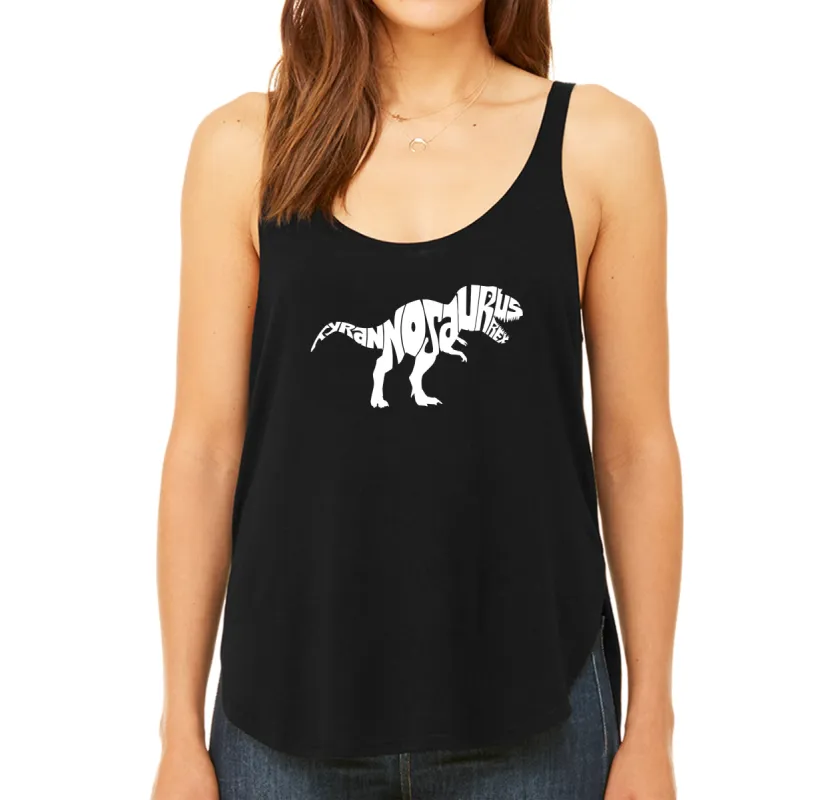 TYRANNOSAURUS REX - Women's Word Art Flowy Tank sold by LA Pop Art