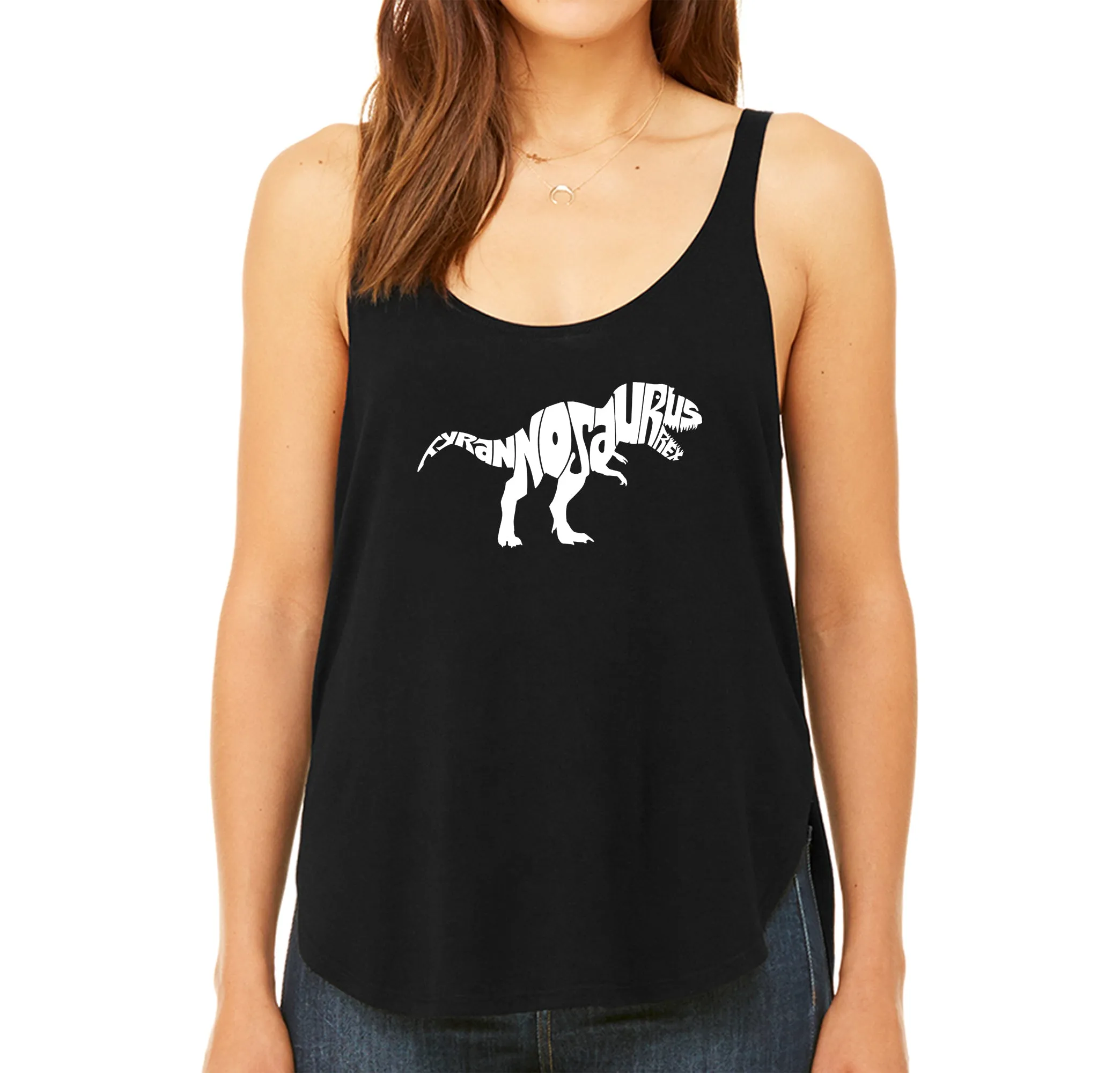 TYRANNOSAURUS REX - Women's Word Art Flowy Tank sold by LA Pop Art