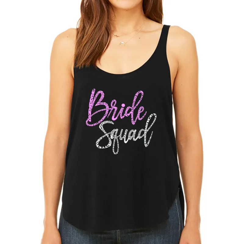 Women's Premium Word Art Flowy Tank Top - Bride Squad sold by LA Pop Art