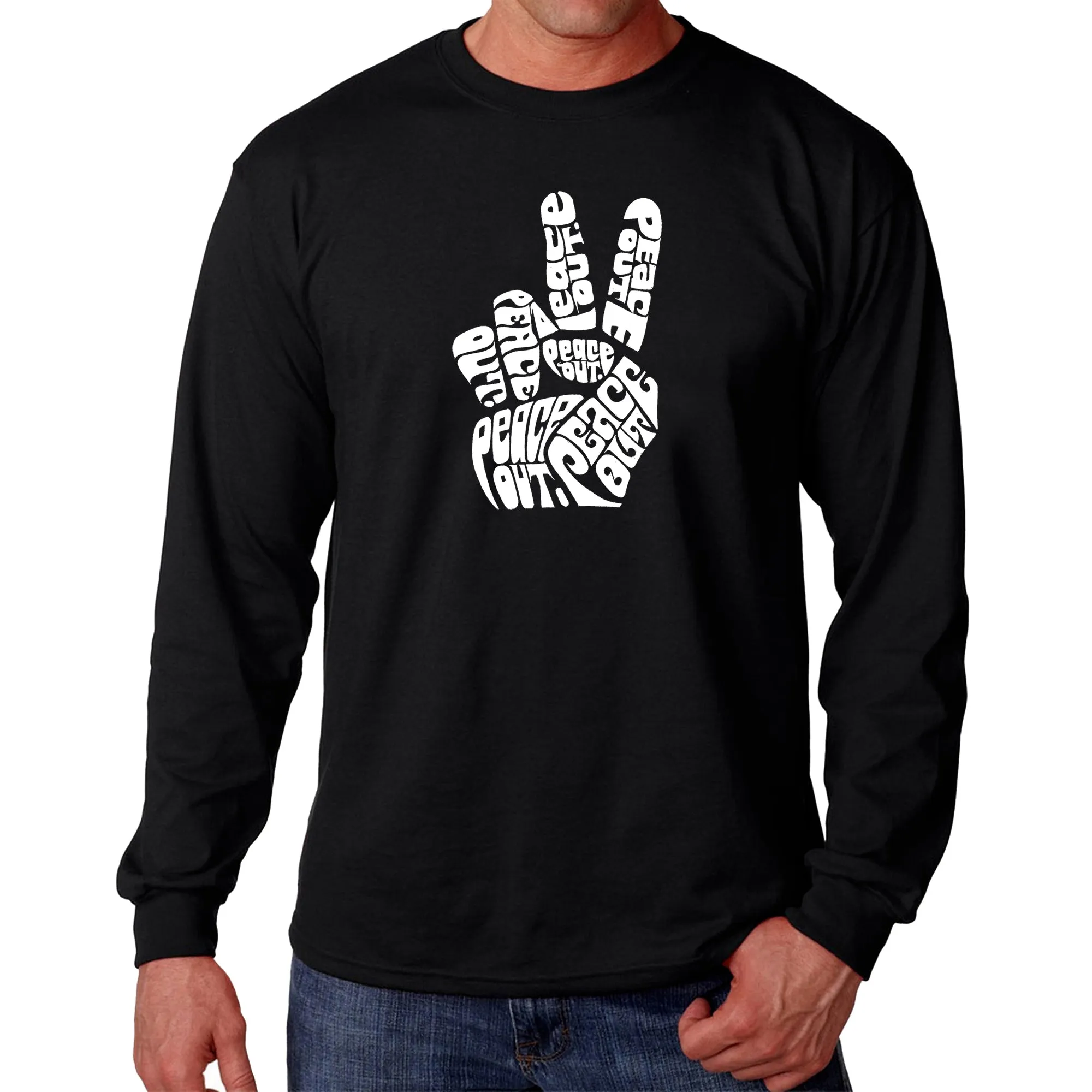 Peace Out - Men's Word Art Long Sleeve T-Shirt sold by LA Pop Art