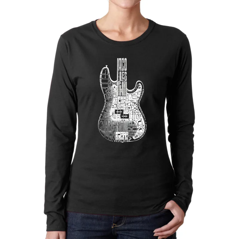 Bass Guitar  - Women's Word Art Long Sleeve T-Shirt sold by LA Pop Art