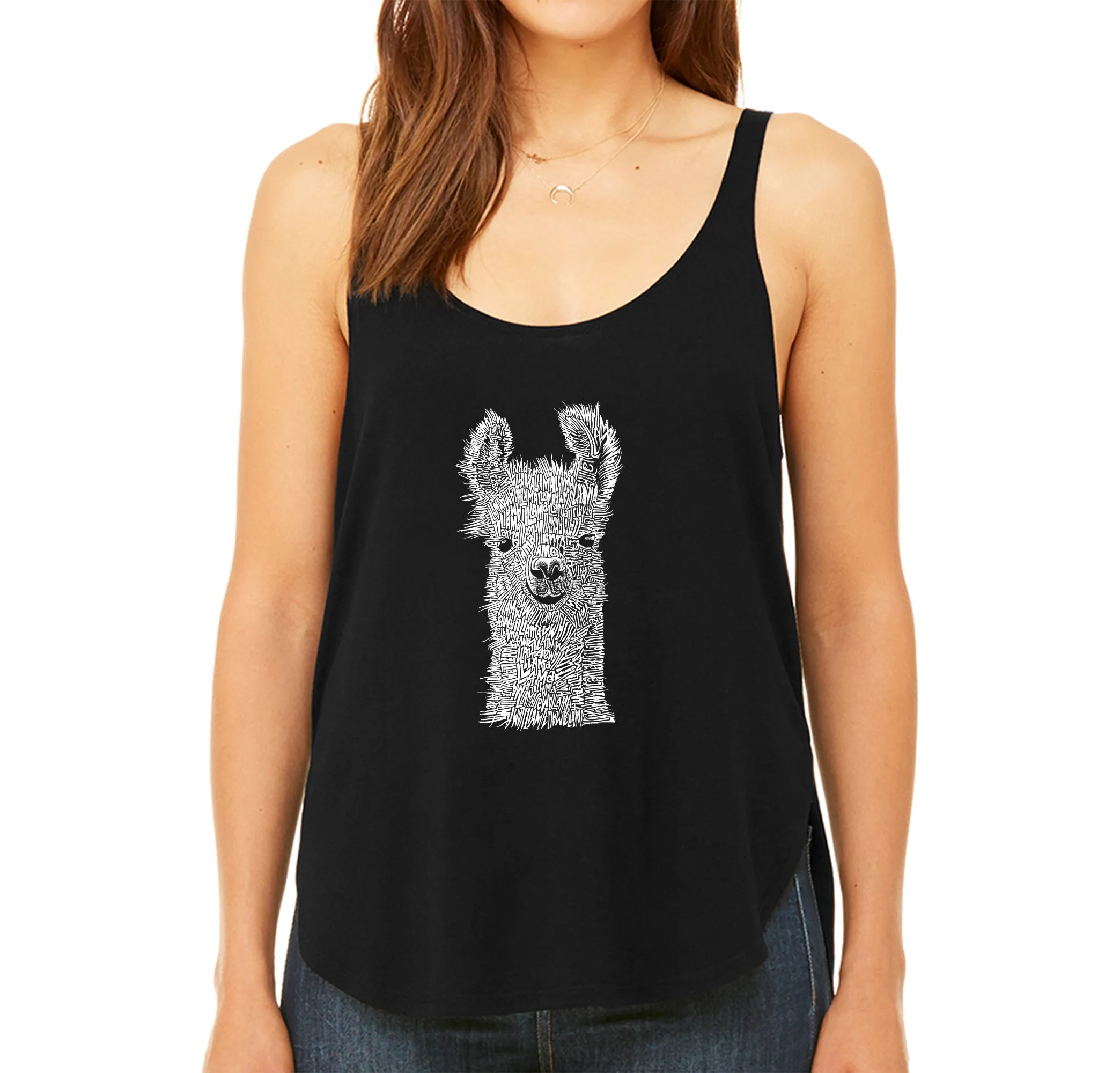 Llama - Women's Word Art Flowy Tank sold by LA Pop Art