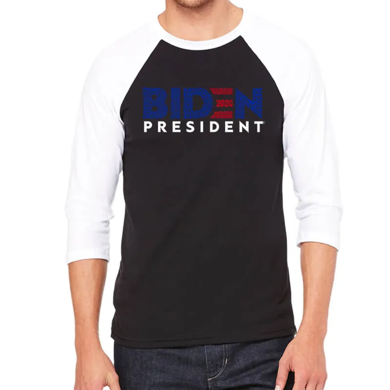 Biden 2020 - Men's Raglan Baseball Word Art T-Shirt sold by LA Pop Art