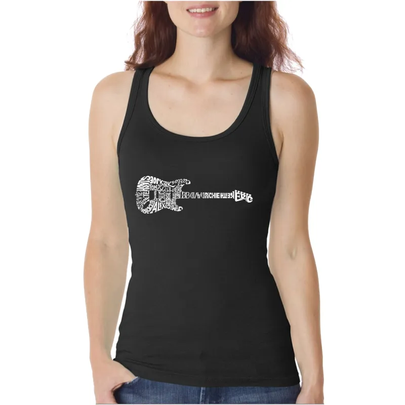 Rock Guitar  - Women's Word Art Tank Top sold by LA Pop Art