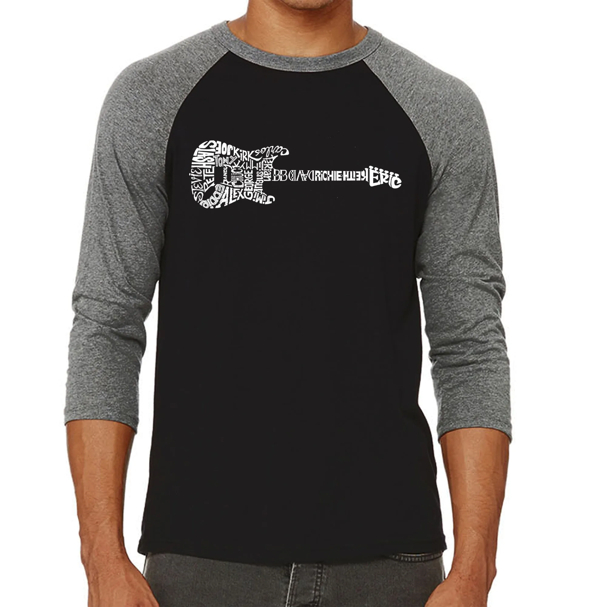 Rock Guitar - Men's Raglan Baseball Word Art T-Shirt sold by LA Pop Art product image thumbnail 4