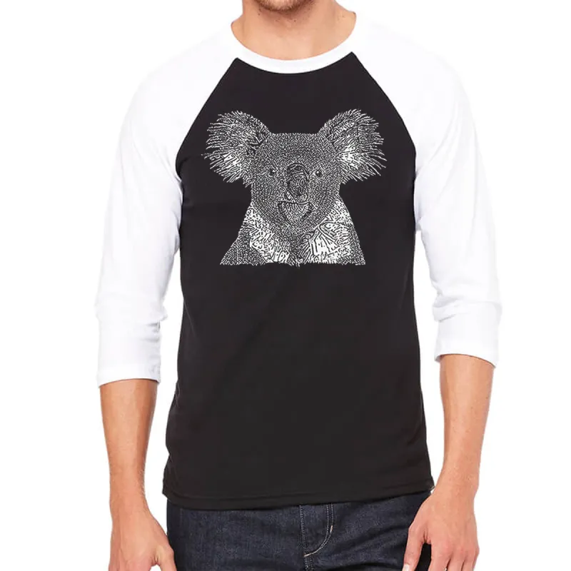 Koala - Men's Raglan Baseball Word Art T-Shirt sold by LA Pop Art