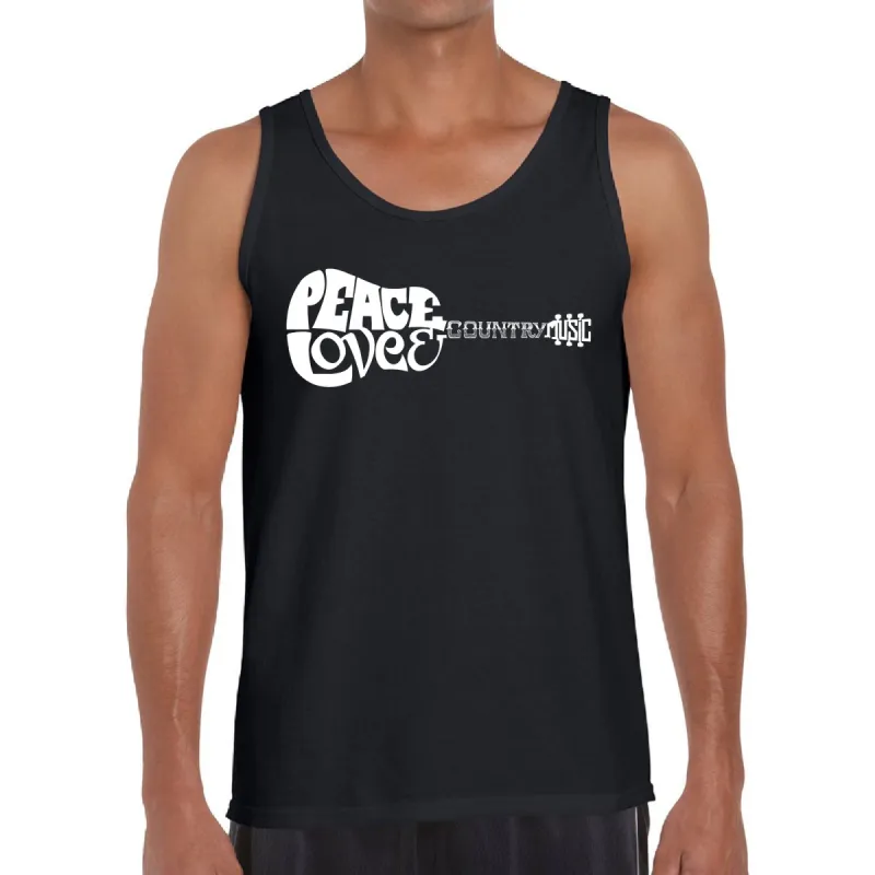Peace Love Country  - Men's Word Art Tank Top sold by LA Pop Art