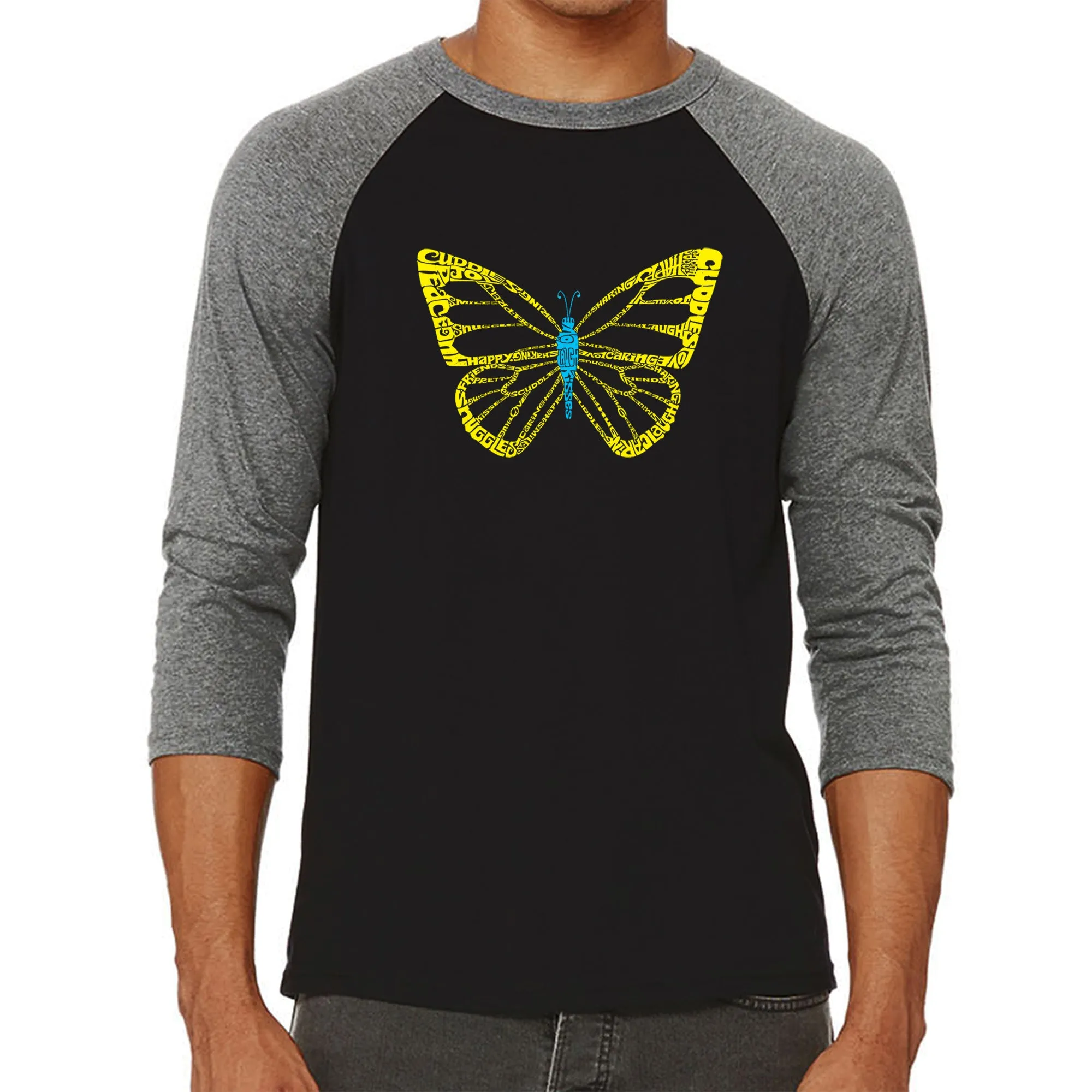 Butterfly - Men's Raglan Baseball Word Art T-Shirt sold by LA Pop Art product image thumbnail 4