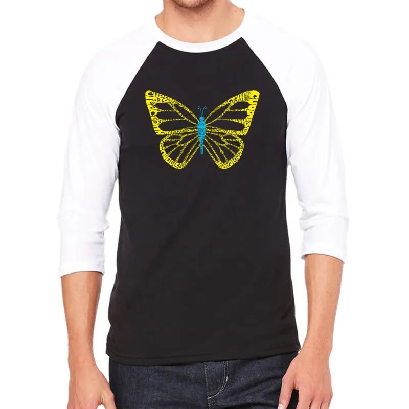 Butterfly  - Men's Raglan Baseball Word Art T-Shirt sold by LA Pop Art