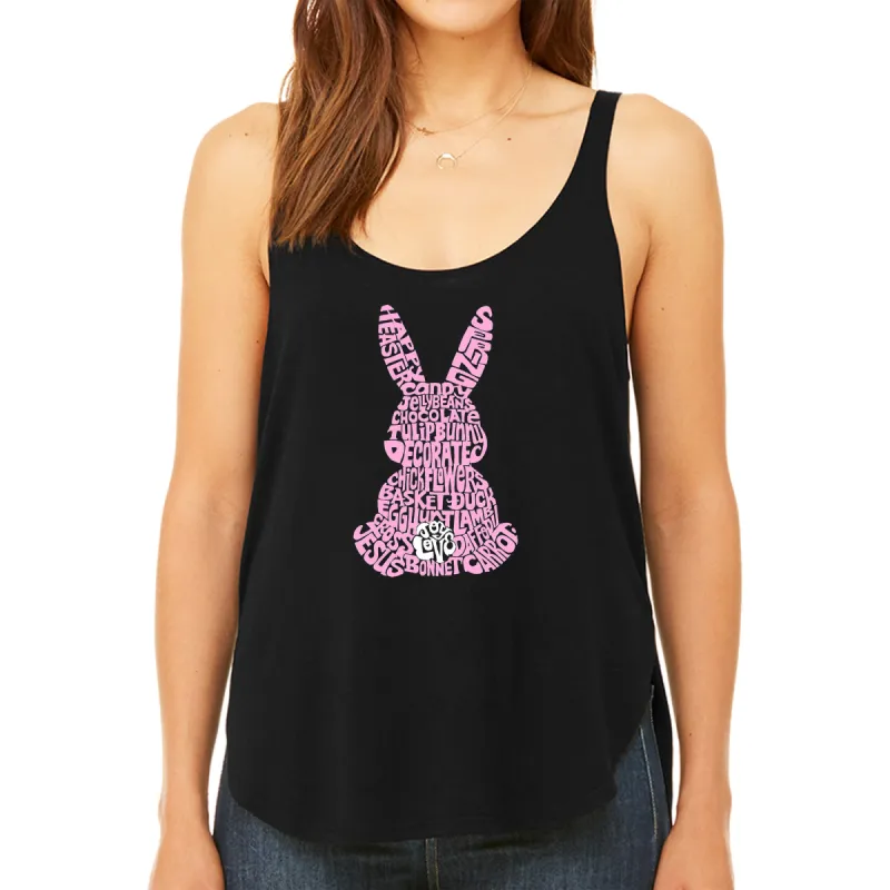 Easter Bunny - Women's Premium Word Art Flowy Tank Top sold by LA Pop Art
