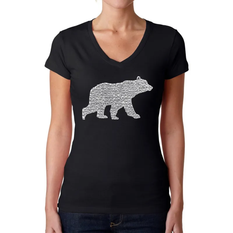 Mama Bear  - Women's Word Art V-Neck T-Shirt sold by LA Pop Art