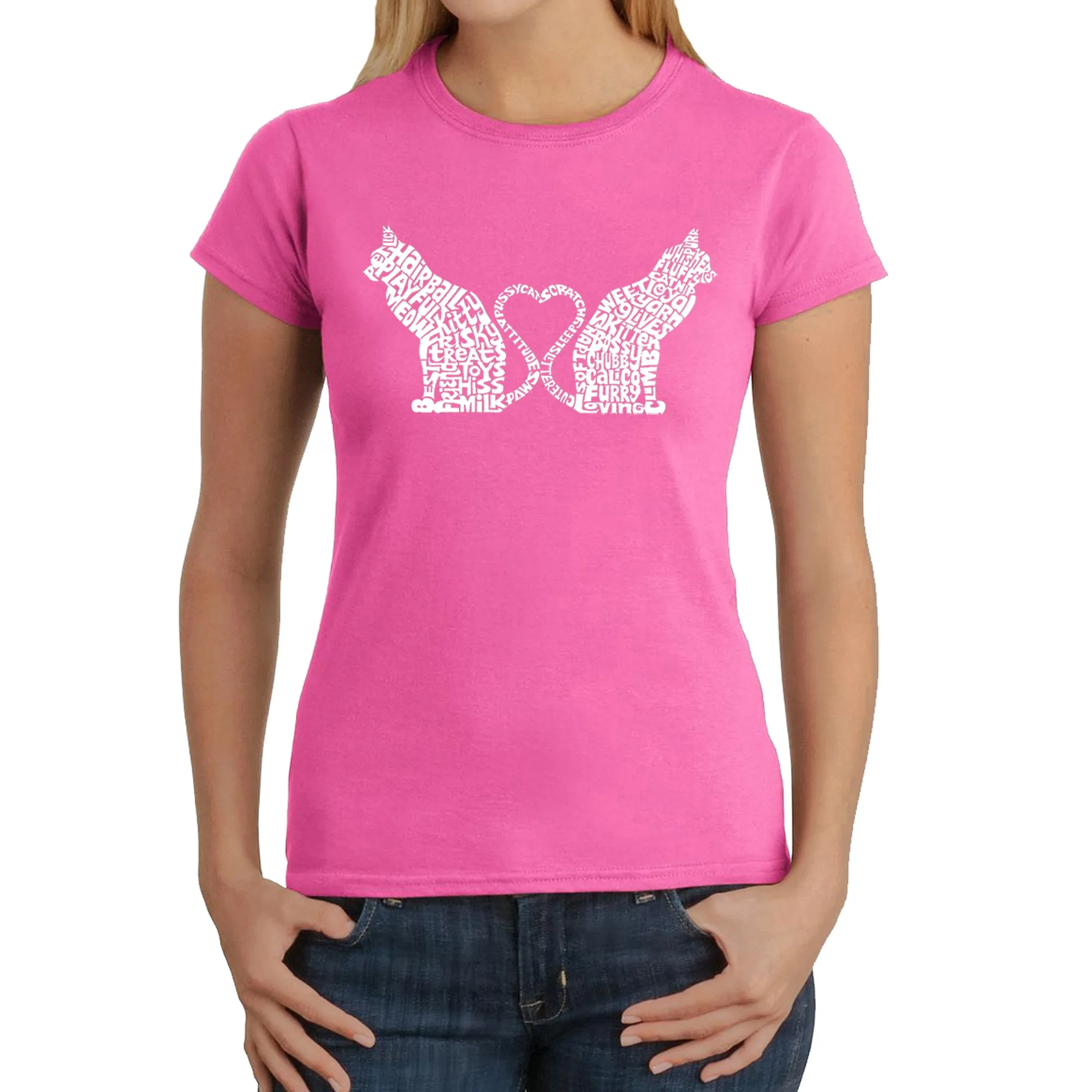 Cat Tail Hearts - Women's Word Art T-Shirt sold by LA Pop Art product image thumbnail 4