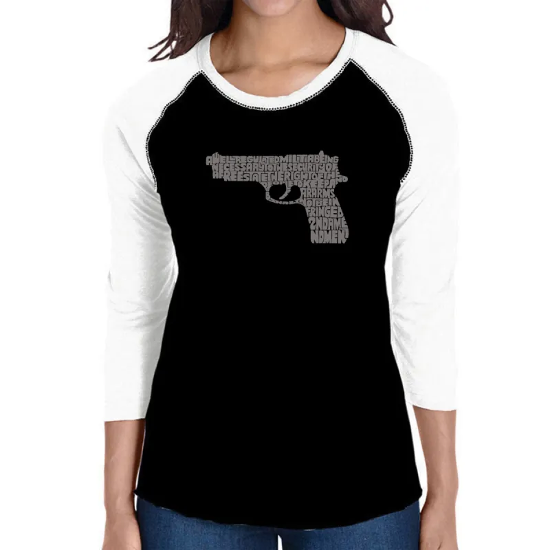 RIGHT TO BEAR ARMS - Women's Raglan Baseball Word Art T-Shirt sold by LA Pop Art