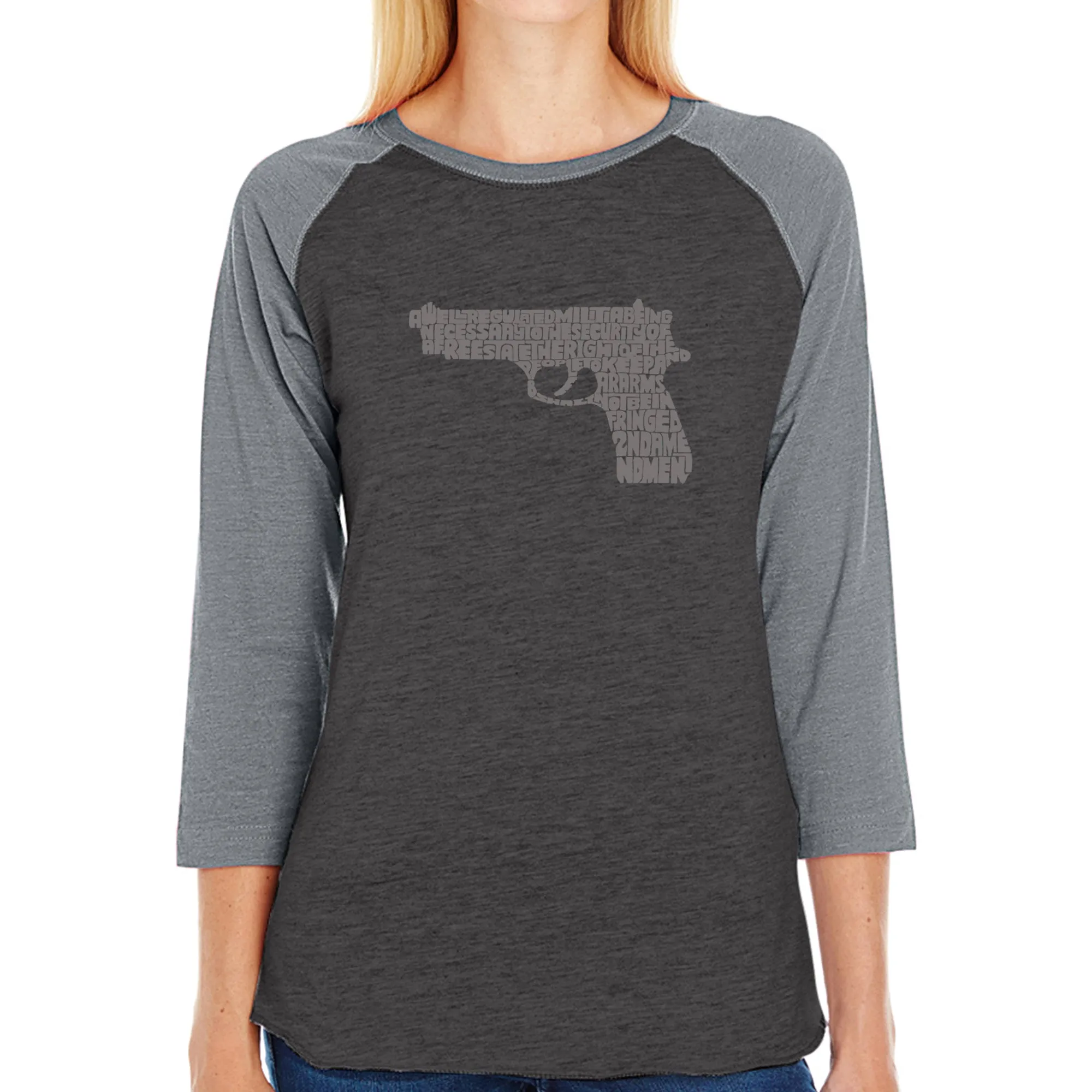 RIGHT TO BEAR ARMS - Women's Raglan Baseball Word Art T-Shirt sold by LA Pop Art product image thumbnail 3