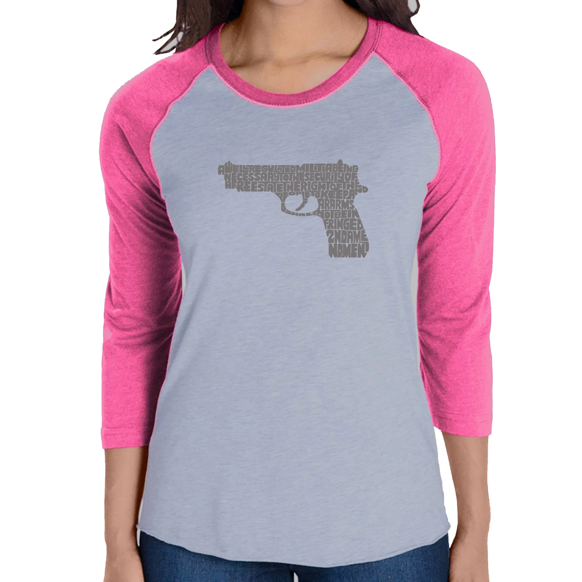 RIGHT TO BEAR ARMS - Women's Raglan Baseball Word Art T-Shirt sold by LA Pop Art product image thumbnail 4