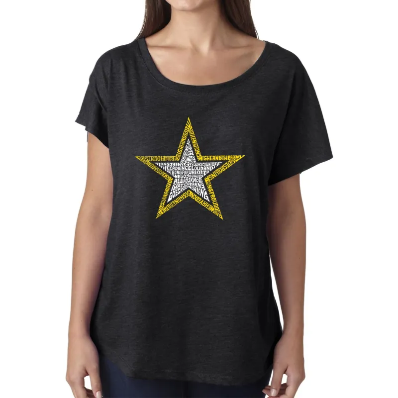 LA Pop Art Women's Dolman Word Art Shirt - LYRICS TO THE ARMY SONG sold by LA Pop Art