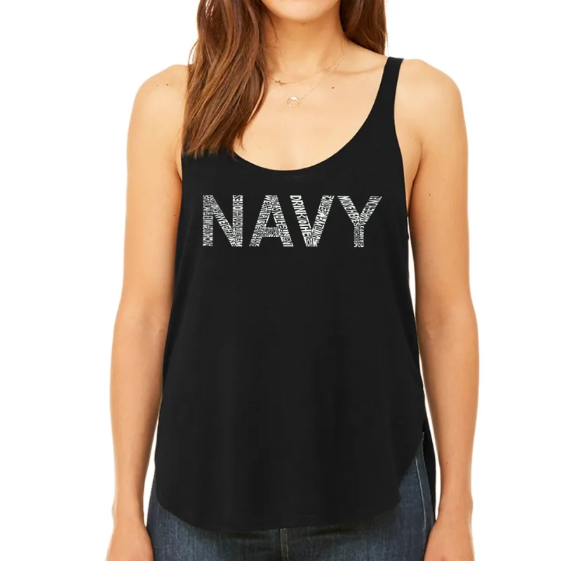 LYRICS TO ANCHORS AWEIGH - Women's Word Art Flowy Tank sold by LA Pop Art