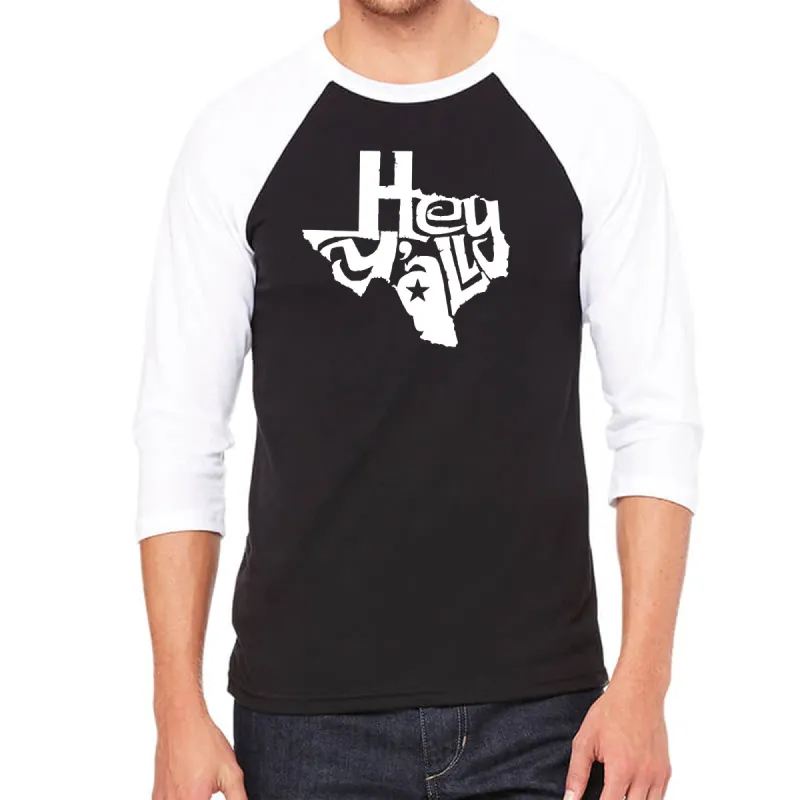 Hey Yall - Men's Raglan Baseball Word Art T-Shirt sold by LA Pop Art