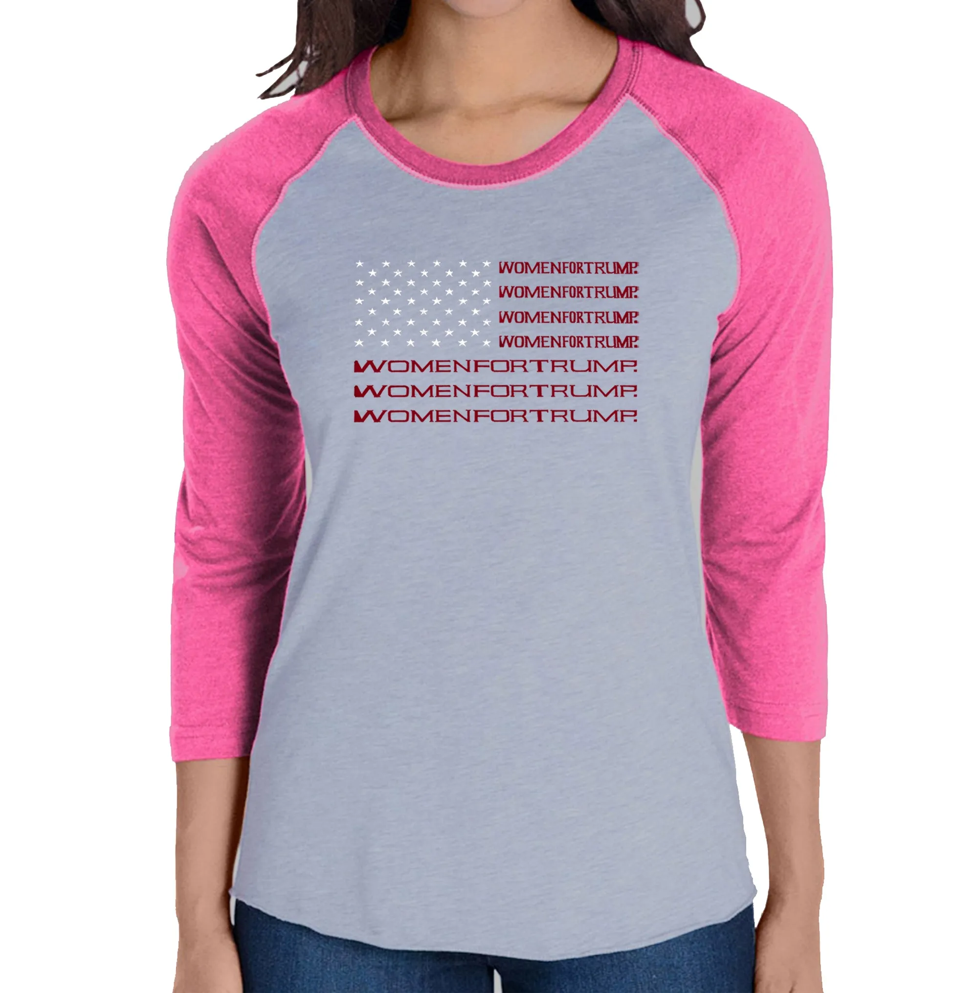 Women For Trump - Women's Raglan Baseball Word Art T-Shirt sold by LA Pop Art product image thumbnail 3