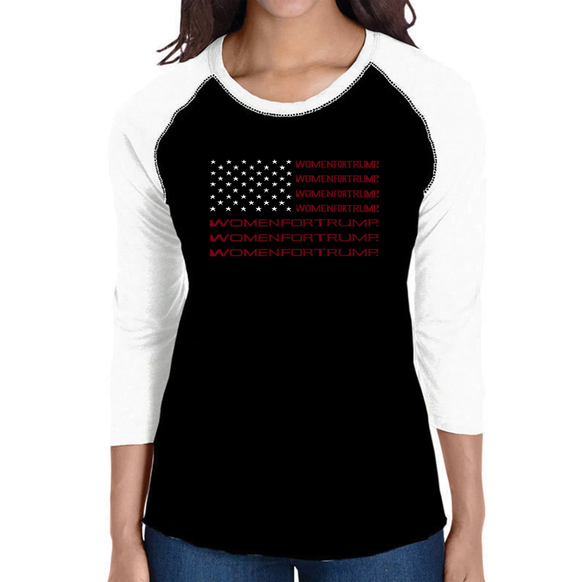 Women For Trump - Women's Raglan Baseball Word Art T-Shirt sold by LA Pop Art