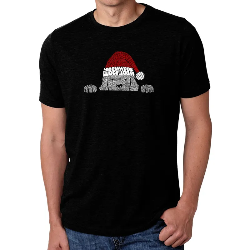 Christmas Peeking Dog - Men's Premium Blend Word Art T-Shirt sold by LA Pop Art
