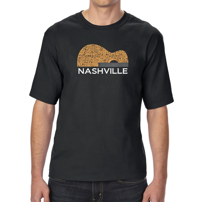 Nashville Guitar - Men's Tall and Long Word Art T-Shirt sold by LA Pop Art