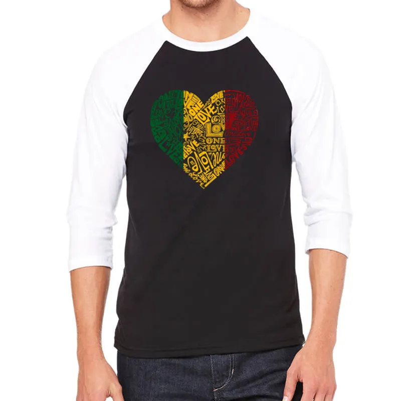 One Love Heart - Men's Raglan Baseball Word Art T-Shirt sold by LA Pop Art