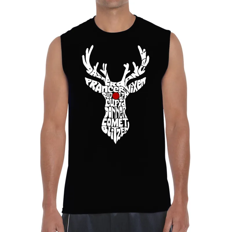 Santa's Reindeer  - Men's Word Art Sleeveless T-Shirt sold by LA Pop Art