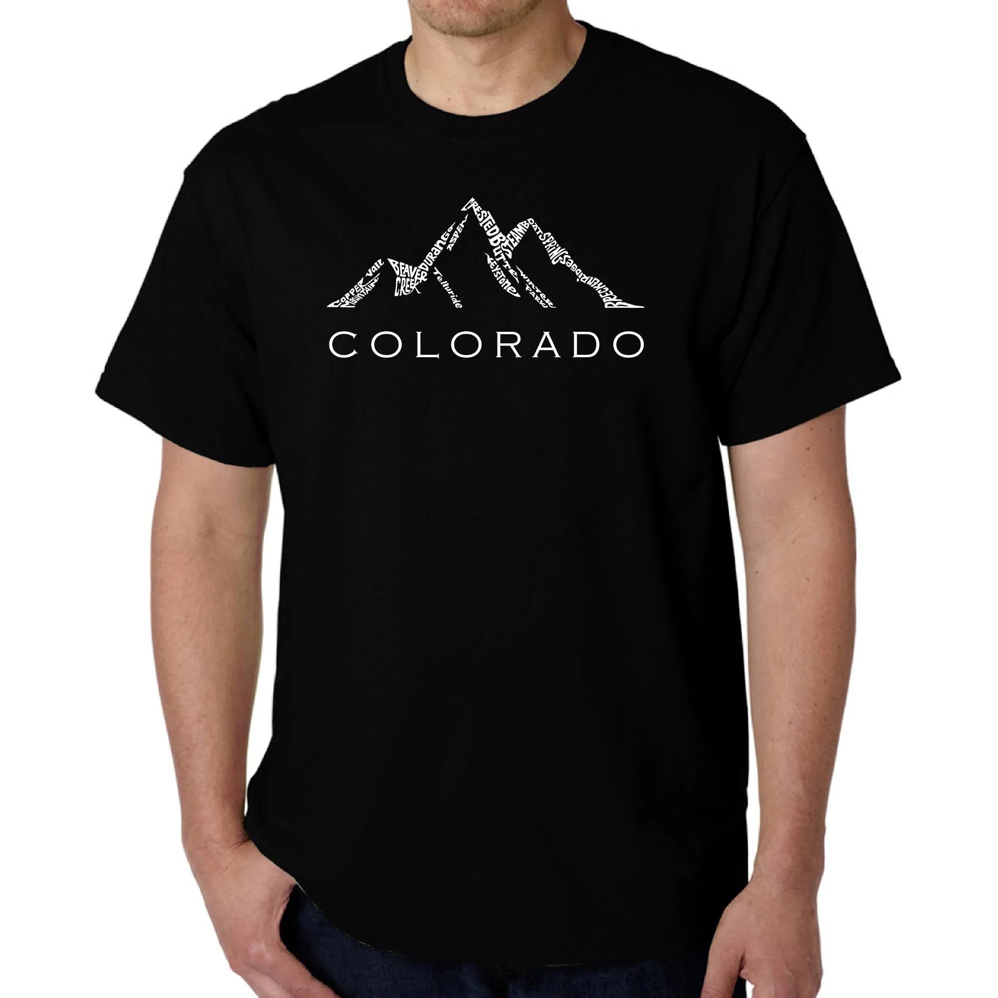 Colorado Ski Towns  - Men's Word Art T-Shirt sold by LA Pop Art