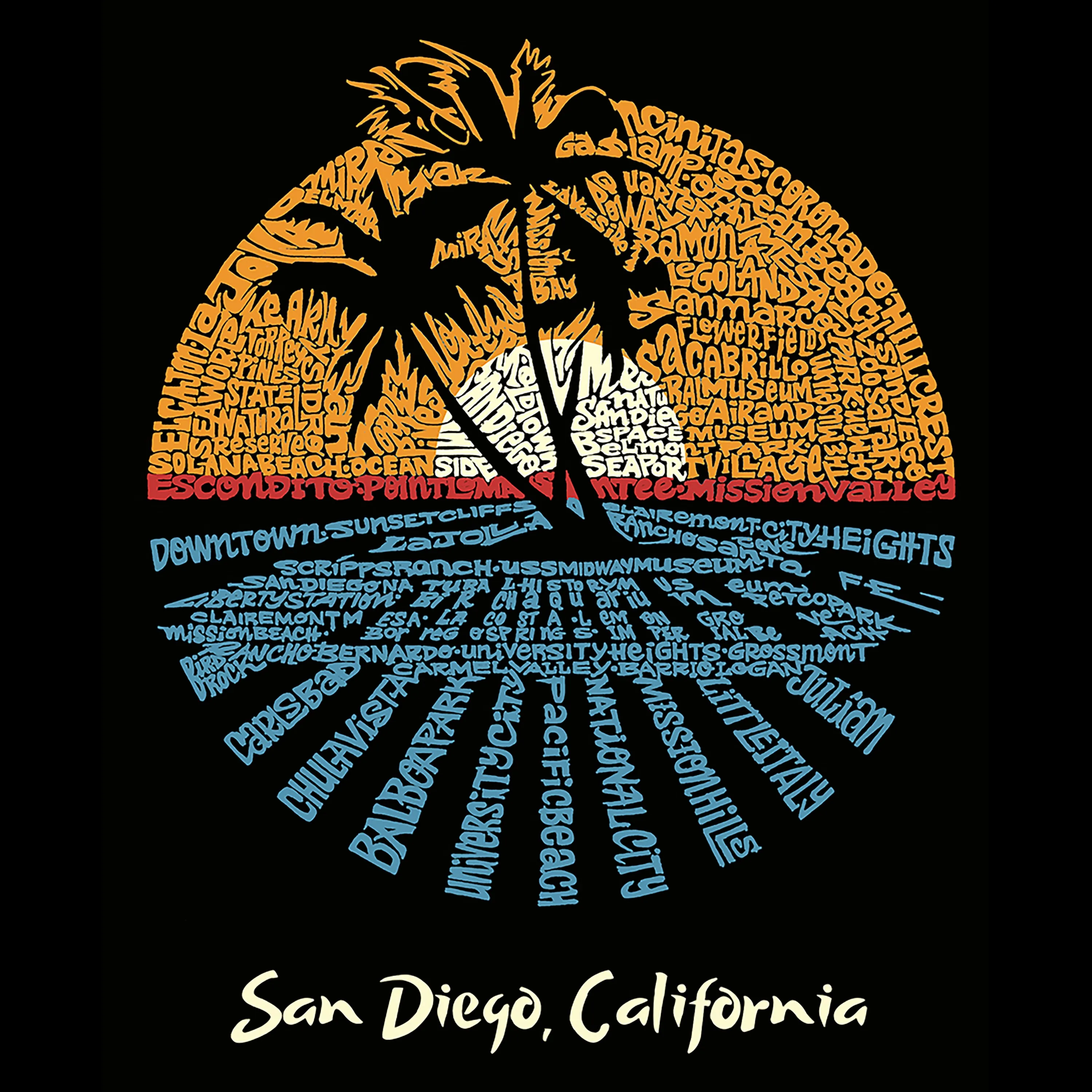 Cities In San Diego - Men's Premium Blend Word Art T-Shirt sold by LA Pop Art product image thumbnail 2
