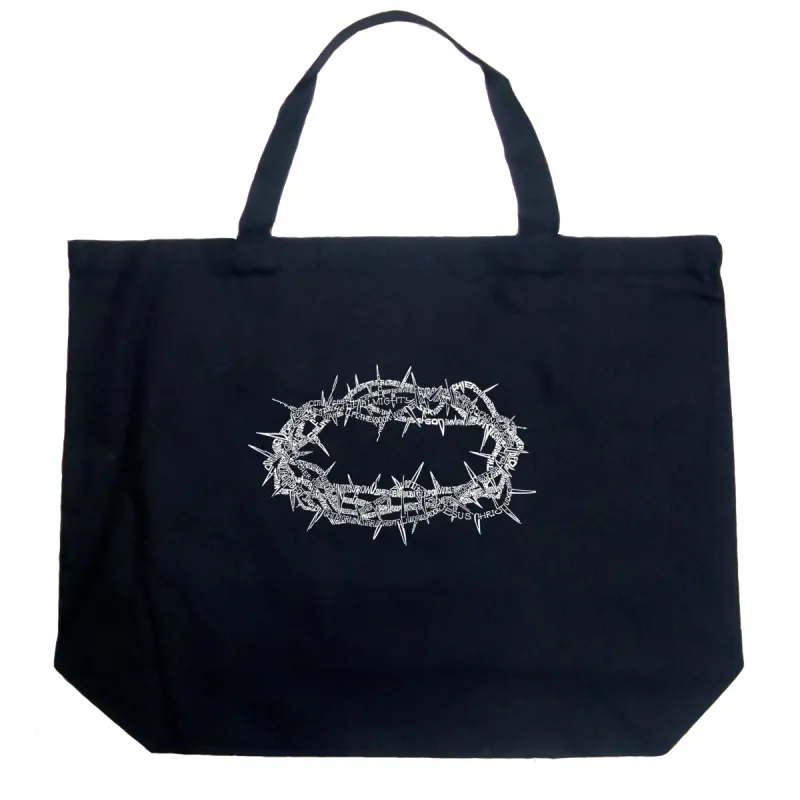 CROWN OF THORNS - Large Word Art Tote Bag sold by LA Pop Art