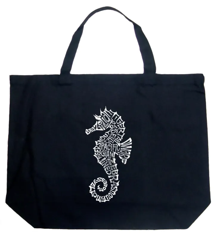 Types of Seahorse - Large Word Art Tote Bag sold by LA Pop Art