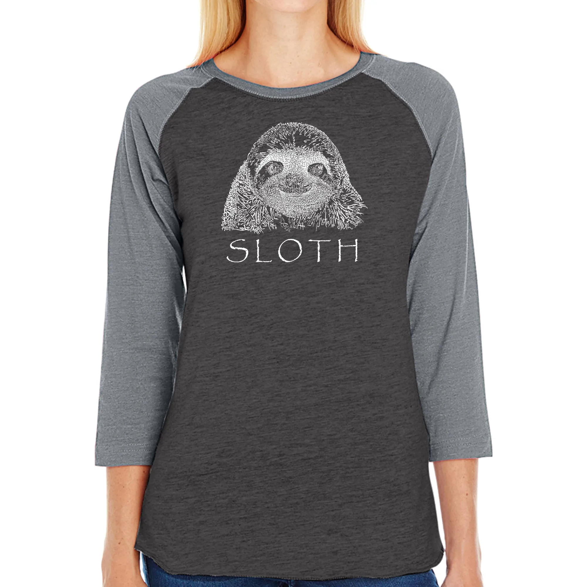 Sloth - Women's Raglan Baseball Word Art T-Shirt sold by LA Pop Art product image thumbnail 3