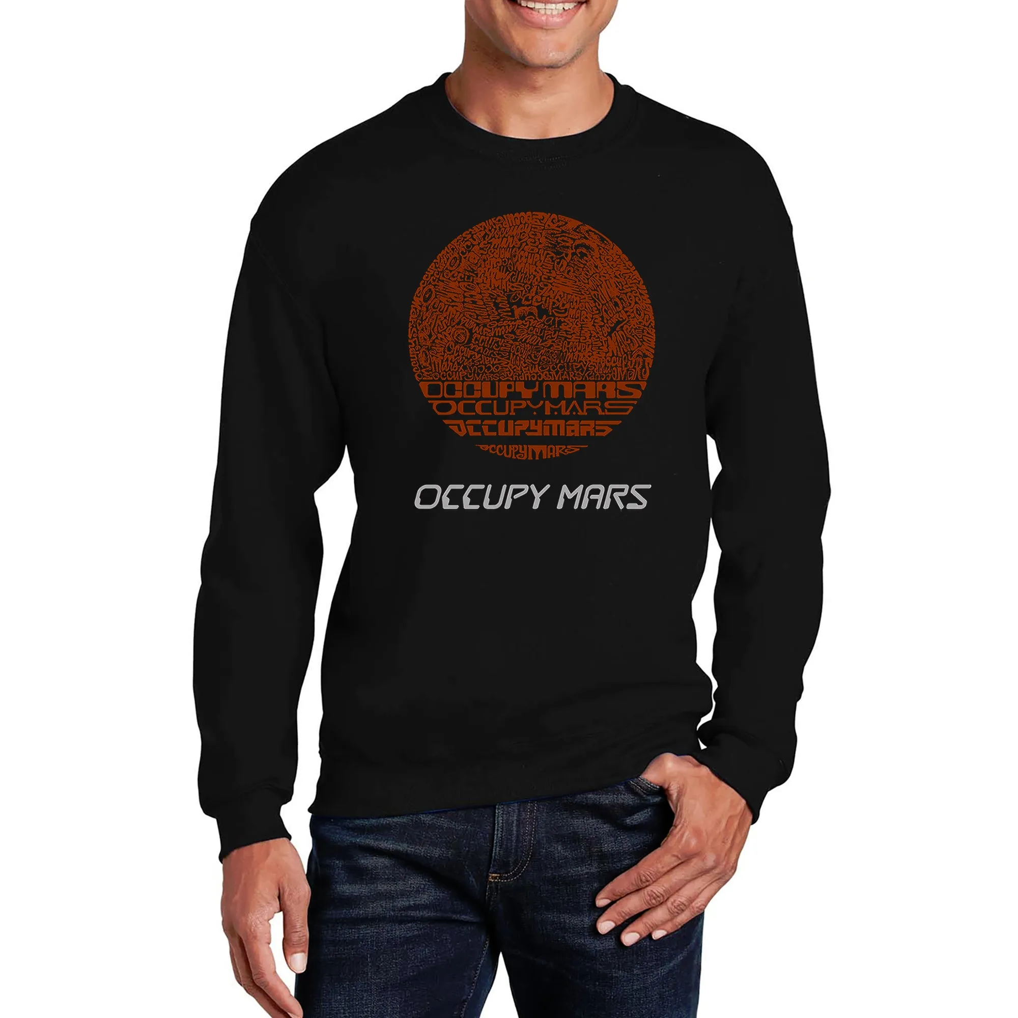 Occupy Mars - Men's Word Art Crewneck Sweatshirt sold by LA Pop Art