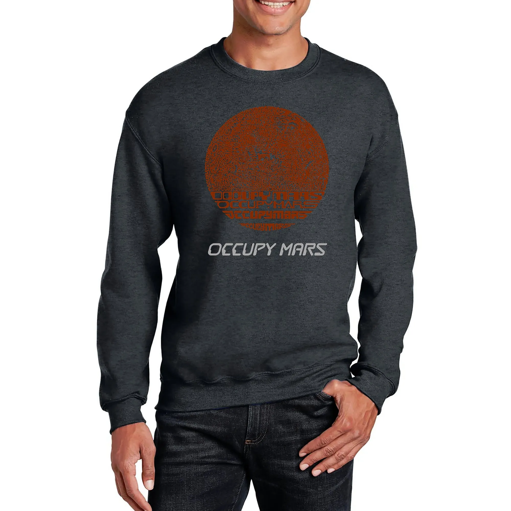 Occupy Mars - Men's Word Art Crewneck Sweatshirt sold by LA Pop Art product image thumbnail 3