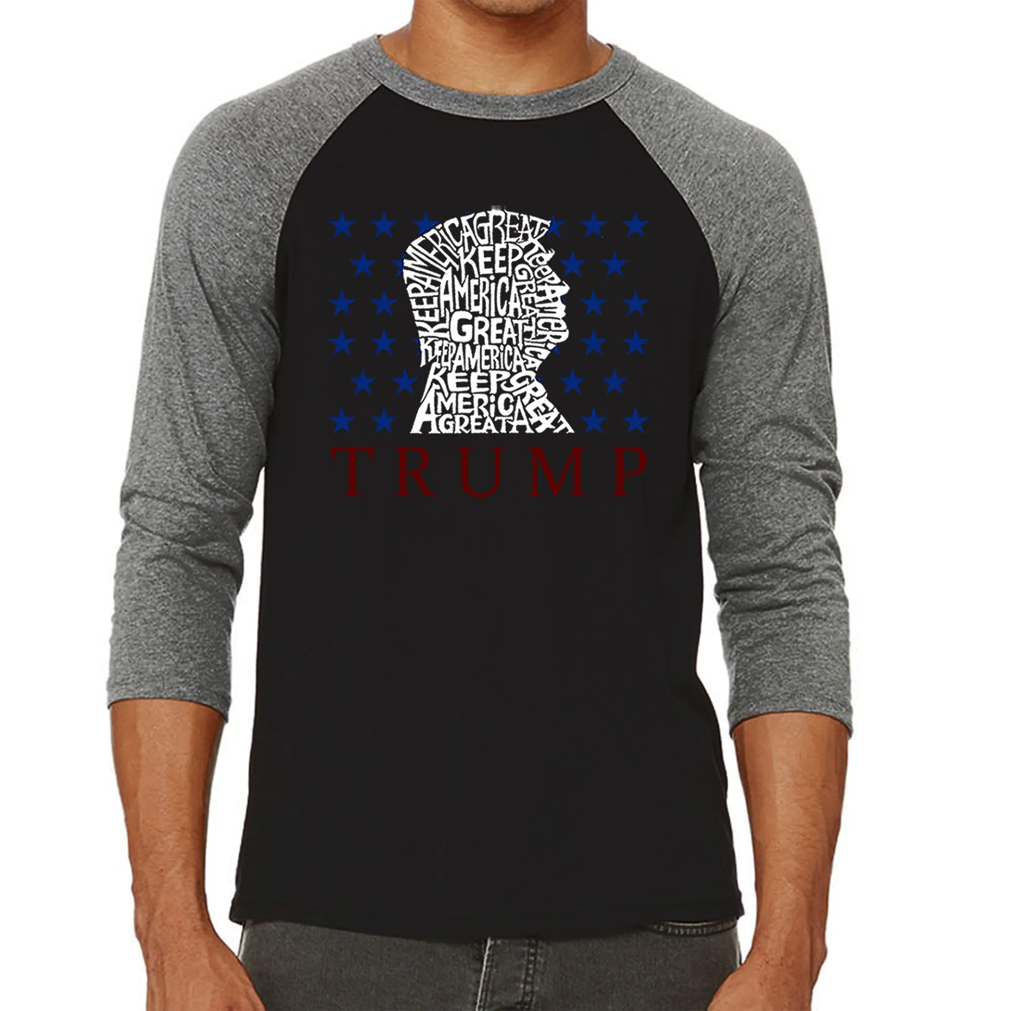 Keep America Great - Men's Raglan Baseball Word Art T-Shirt sold by LA Pop Art product image thumbnail 4