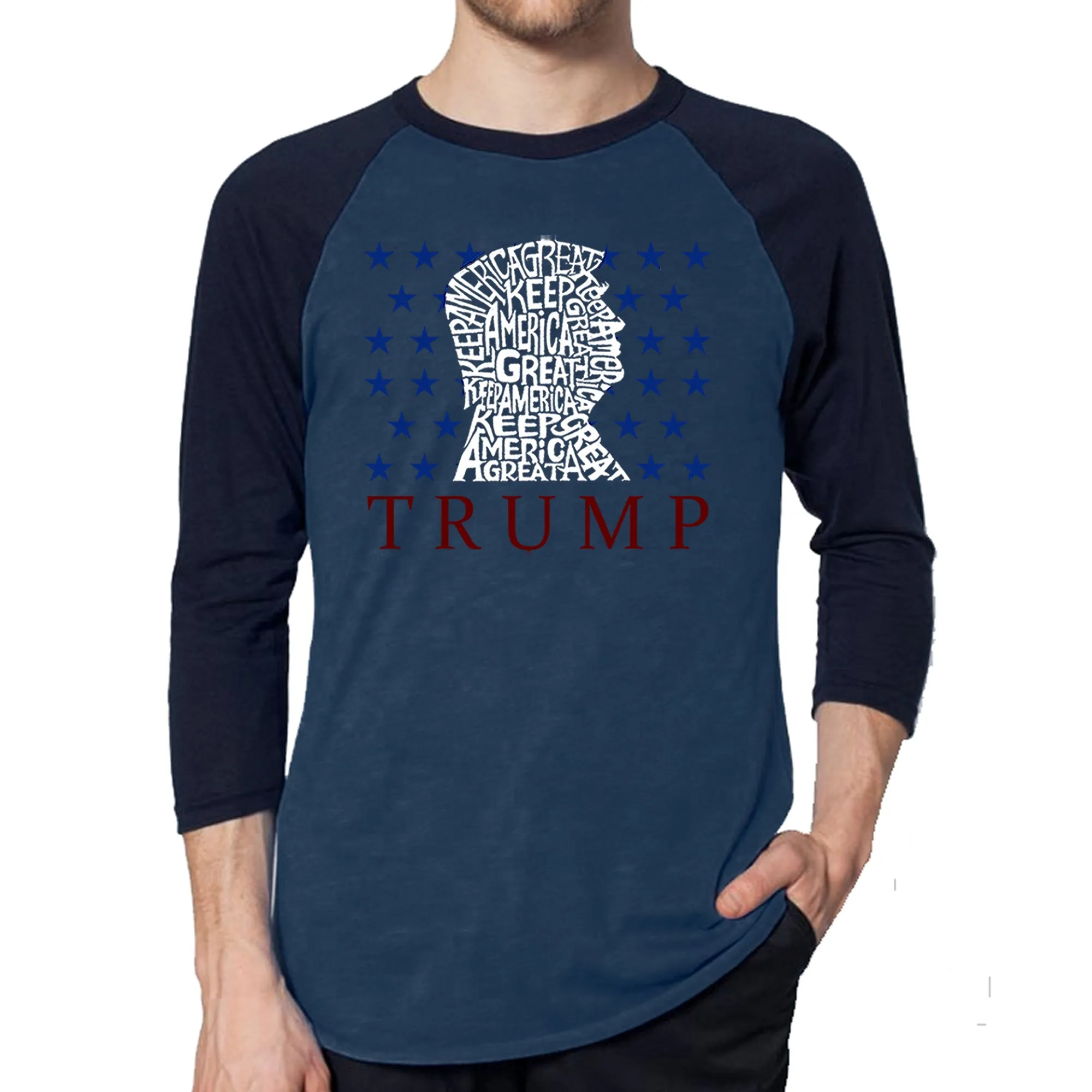 Keep America Great - Men's Raglan Baseball Word Art T-Shirt sold by LA Pop Art product image thumbnail 3