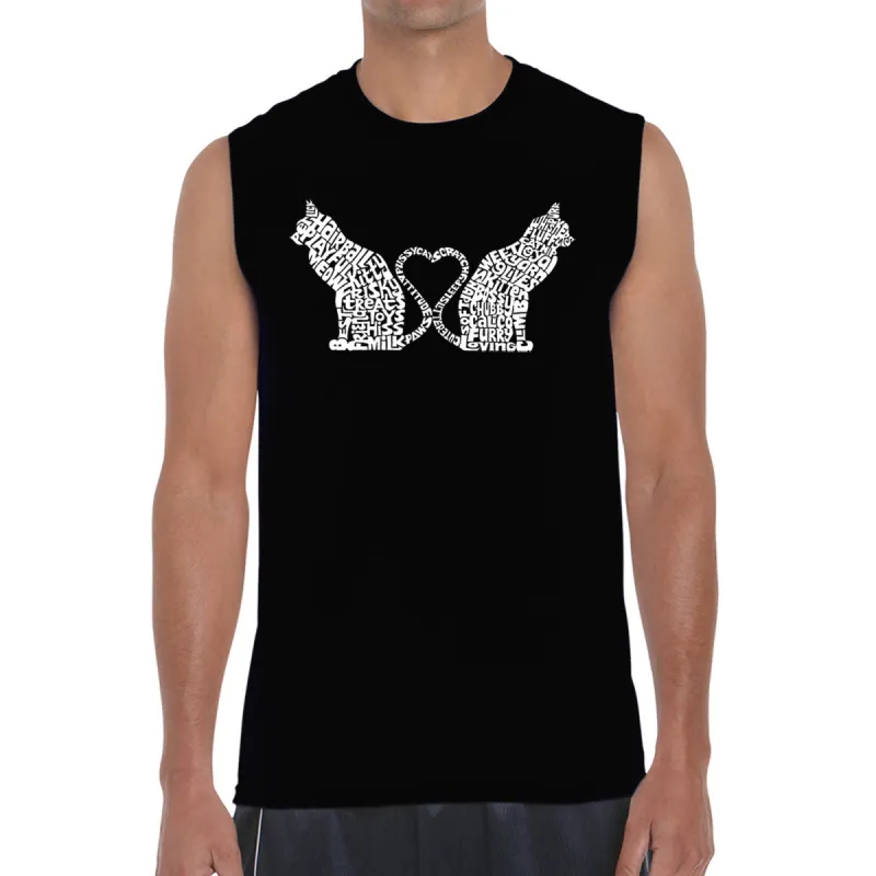 Cat Tail Hearts - Men's Word Art Sleeveless T-Shirt sold by LA Pop Art
