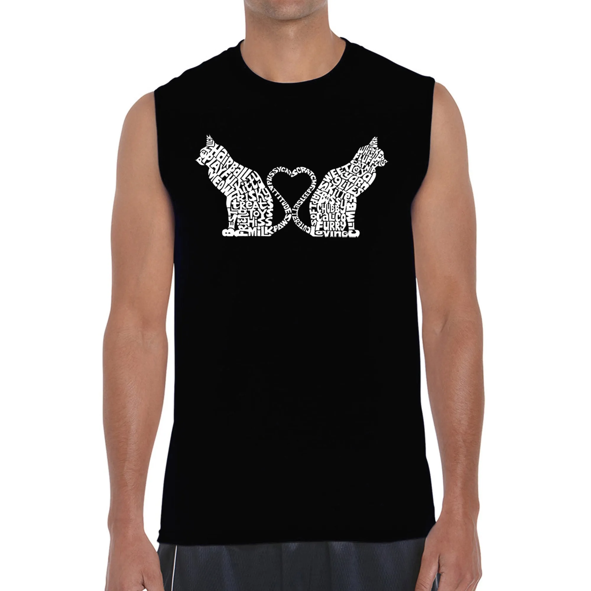 Cat Tail Hearts - Men's Word Art Sleeveless T-Shirt sold by LA Pop Art