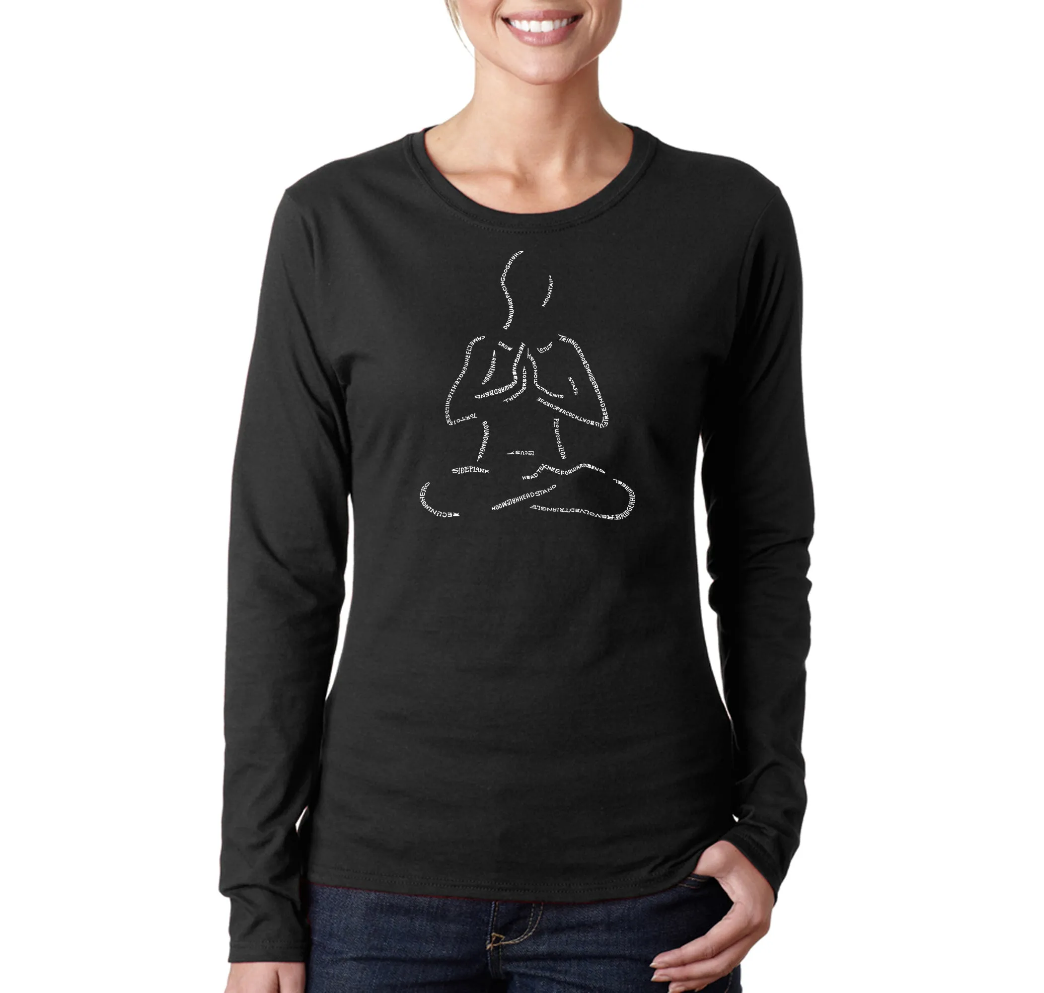 POPULAR YOGA POSES - Women's Word Art Long Sleeve T-Shirt sold by LA Pop Art
