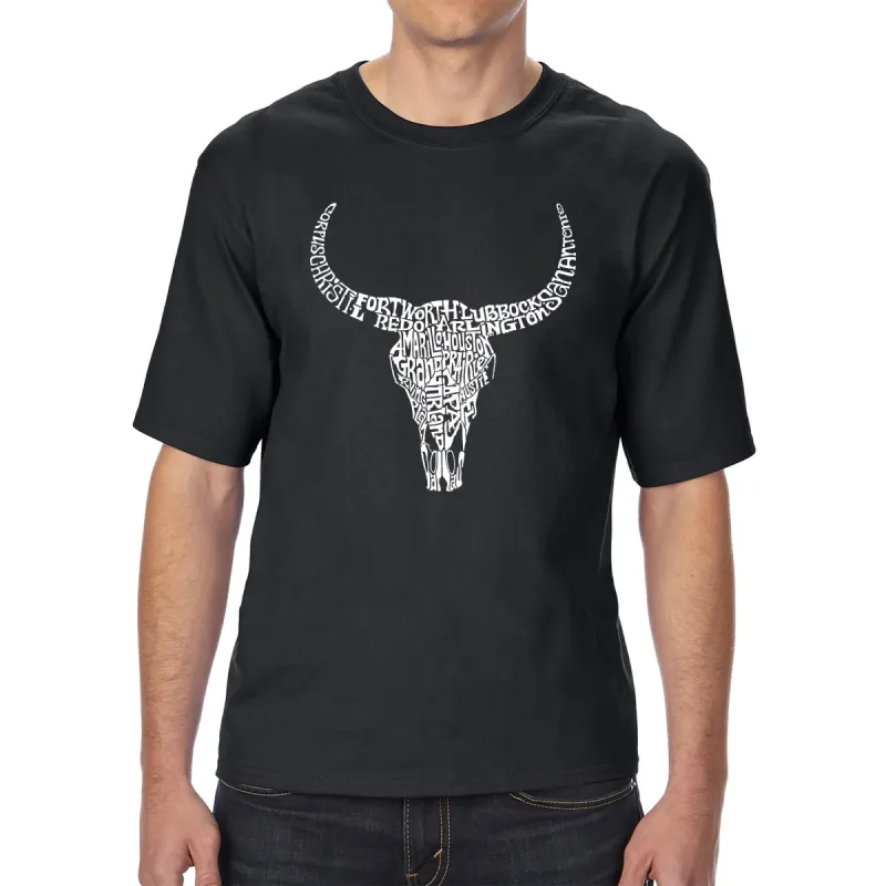 Texas Skull - Men's Tall Word Art T-Shirt sold by LA Pop Art